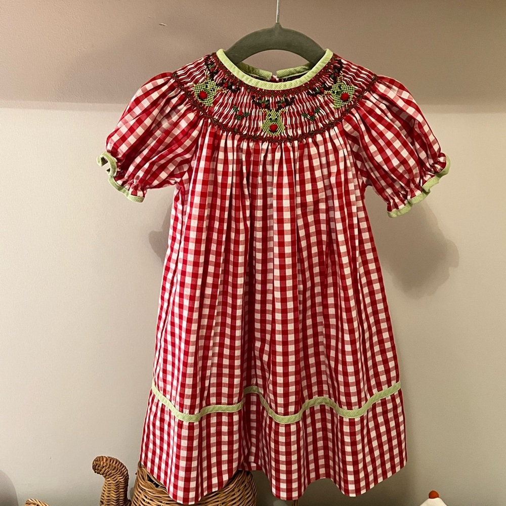 Red and White Gingham Kids Formal Dress